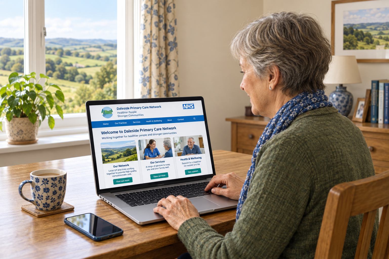 Patient on laptop contacting PCN