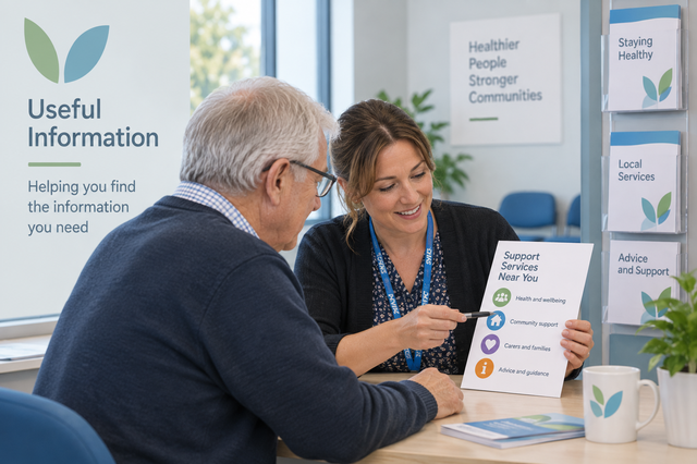 Patient reading useful health information