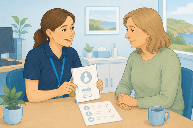 A healthcare professional discussing cancer screening with a patient