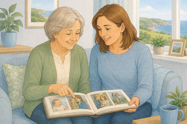 A person with dementia enjoying supportive company