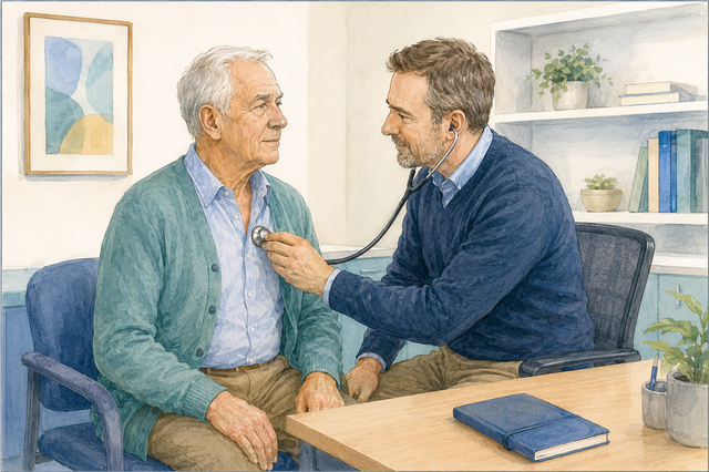 Patient speaking with a healthcare professional about possible lung cancer symptoms