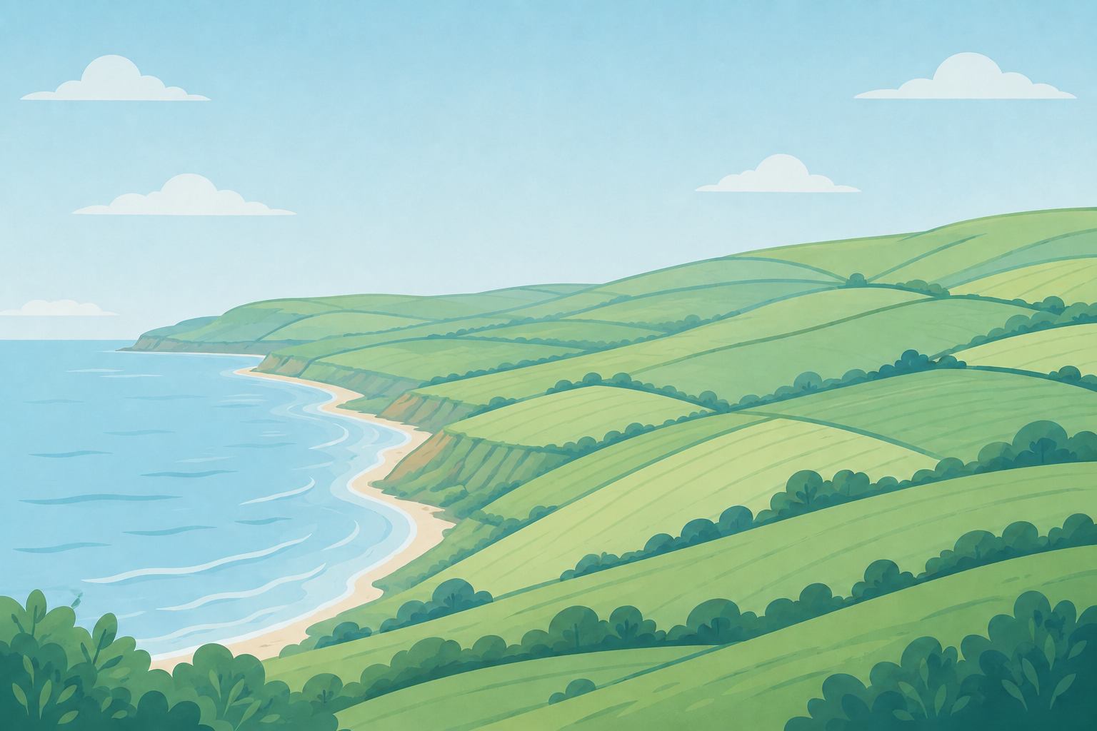 Yorkshire coast and rolling Wolds landscape