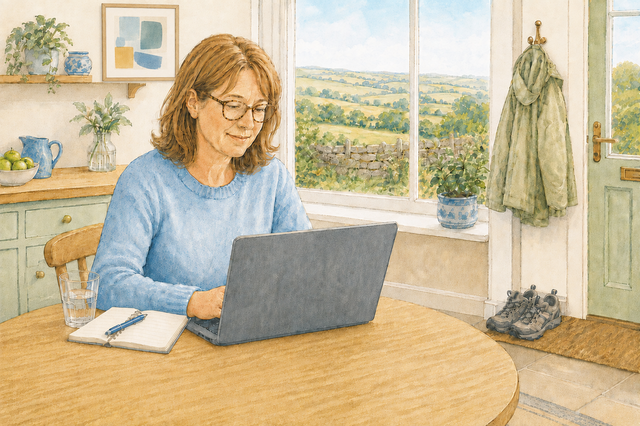 Lady sittng with laptop