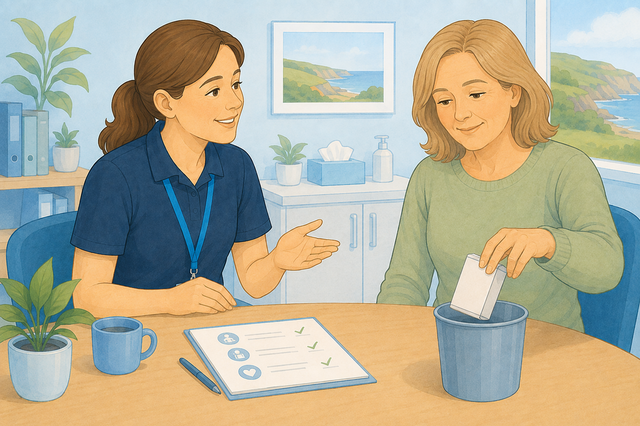 A healthcare professional supporting a patient to stop smoking